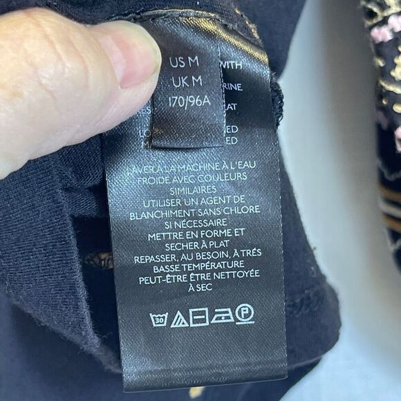 Anthropologie Pilcrow Black Gold Embroidered Calanthe Puff Sleeve Blouse Medium - Picture 7 of 10